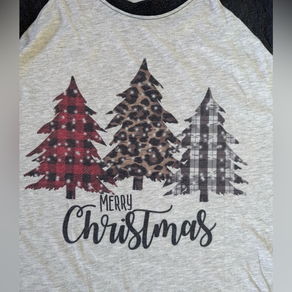 Christmas Tree Graphic Tee Raglan style 3X